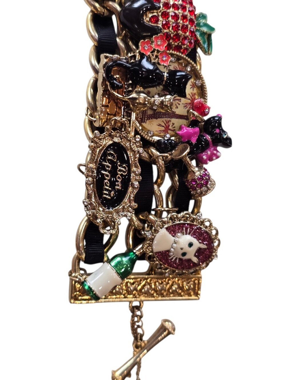 Betsey Johnson Paris Is Always A Good Idea Cat Lovers Gold Charm Bracelet - Picture 11 of 16